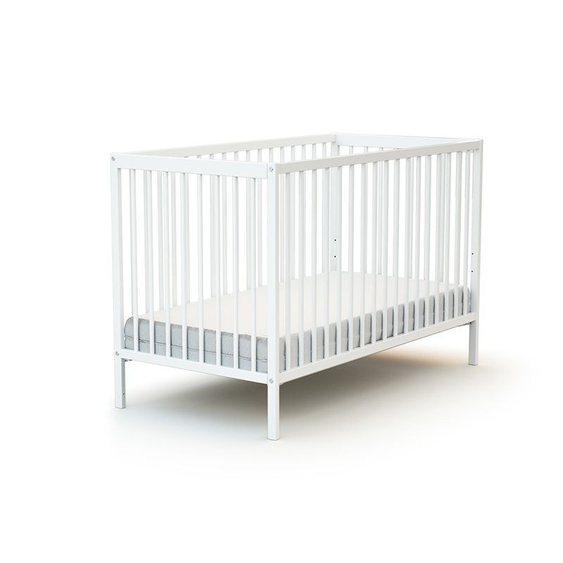 Lit Bébé à Barreaux Blanc - AT4 - 60x120 cm - Sommier Réglable